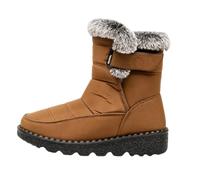 Bottes d'hiver chaudes doublées confortables à enfiler pour femme | Doublure chaude, détail boucle, semelle antidérapante, facile à enfiler, idéale pour les promenades d'hiver, les voyages