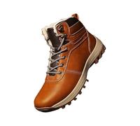 Bottes d'hiver chaudes doublées en cuir synthétique à lacets avec semelles antidérapantes pour homme, marron, 39 1/3 EU