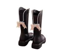 Bottes d'hiver chaudes en cuir pour filles avec semelle antidérapante - Coupe confortable - Pour tous les jours - Look élégant, 02 Noir, 31 EU