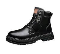 Bottes d'hiver chaudes en cuir pour homme - Bottes doublées chaudes et imperméables - Bottes d'hiver pour l'extérieur, Noir , 44 EU