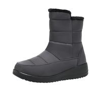 Bottes d'hiver Chelsea à coupe large pour femme - Doublure en polaire chaude - Légères - En daim - Pour les jours de pluie et par temps froid - Talon haut bloc - Veau, gris, 37.5 EU