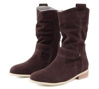 Bottes d'hiver Chelsea tendance à talon haut avec fermeture éclair pour femmes, idéales pour les jours de pluie, temps froid, cowboy occidental, genou, en similicuir, café, 37.5 EU