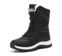 Bottes d'hiver Chic Et Chaudes pour Femmes-Bottines Mi-Mollet Doublées Fausse Fourrure,Bottes Neige Imperméables,Chaussures Isolées Et Légères,Confortables pour Jours Neige(Black,42 EU)