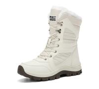 Bottes d'hiver Chic Et Chaudes pour Femmes-Bottines Mi-Mollet Doublées Fausse Fourrure,Bottes Neige Imperméables,Chaussures Isolées Et Légères,Confortables pour Jours Neige(White,37 EU)