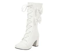 Bottes d'hiver coréennes pour femme 2023 - Rose - Talon haut - Talon haut - Bottes d'étude, Blanc., 37 EU
