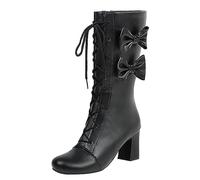 Bottes d'hiver coréennes pour femme 2023 - Rose - Talon haut - Talon haut - Bottes d'étude, Noir , 42 EU