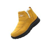 Bottes d'hiver Curvy Fourrure Confortables Chaussures Chaudes Bottes Basses Élégantes Plateau Bottes De Neige Antidérapant Bottes De Neige Imperméables Bottines Noir Talon Bas Extérieur Bottes, jaune