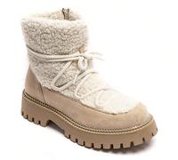 Bottes d'hiver doublées de fourrure avec semelle crantée et lacets fantaisie, détail clouté autour de la semelle Affrontez l'hiver avec style grâce à ces embouteillages d'inspiration montagnarde, idéa