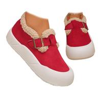 Bottes d'hiver doublées de polaire pour femme - Antidérapantes - Pour intérieur/extérieur - Chaudes et confortables - En fausse fourrure - Bottes de neige pour femme, Rouge, 36.5 EU