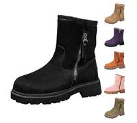Bottes d'hiver doublées en daim rétro pour femme | Bottes avec talon bloc, plateforme, antidérapantes, thermiques, avec fermeture éclair, bottines élégantes pour la vie