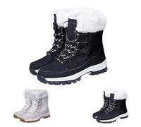 Bottes d'hiver doublées pour femme - Bottes de neige antidérapantes - Légères - Hautes - Bottes de randonnée à lacets - Bottes d'hiver orthopédiques - Bottes d'hiver imperméables - Bottes de ski