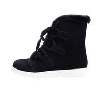 Bottes d'hiver doublées pour femme - Bottes de neige plates en daim | Chaussures d'hiver à doublure chaude avec lacets, bout rond, bottes de neige douillettes pour les loisirs et la vie