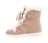 Bottes d'hiver doublées pour femme - Bottes de neige plates en daim | Chaussures d'hiver à doublure chaude avec lacets, bout rond, bottes de neige douillettes pour les loisirs et la vie