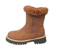 Bottes d'hiver élégantes pour femme - Couleur unie - En daim - Semelle compensée - Doublure chaude - Fermeture éclair latérale - Bottes par temps froid - Avec doublure douce, 02 - Marron., 37.5 EU