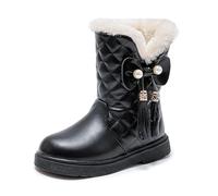 Bottes d'hiver élégantes pour fille avec semelle profilée épaisse pour un maintien optimal et une chaleur agréable pendant la saison froide, Noir , 29.5 EU