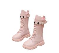 Bottes d'hiver élégantes pour Filles, décorées d'étoiles, Bottes Montantes à la Mode avec Boucle de Ceinture, pour Les Tout-Petits (Red, 34 Big Kids)