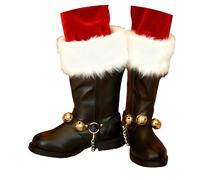 Bottes d'hiver en Cuir pour Homme avec Mollet Large, Longueur Moyenne, Bottes avec Fermeture Éclair Latérale, Couvre-Bottes de Père Noël avec Poignets Blancs Accessoires de Cosplay du Père Noël