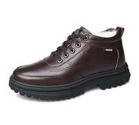 Bottes d'hiver en cuir pour temps froid - Bottes hautes confortables avec doublure thermique - Chaussures d'extérieur décontractées - Chaussures idéales pour la vie quotidienne et les voyages, marron