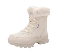 Bottes d'hiver féminines doublées et isolées avec Semelle antidérapante pour Temps Froid et Neige - Confortables et Chaudes Bottines rembourrées adaptées à la Vie Quotidienne et aux (Beige- 41)