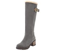 Bottes d'hiver Femme, Bottes Mustang Hautes Vintage Bottes de Neige Fourrée Chaude Escarpins Talon Moyen Tendance Chaussures Outdoor Bottes d'équitation