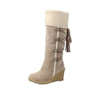 Bottes d'hiver Femme, Escarpins Compensées Femme Botte Neige Chaud Chaussure Bottes d'extérieur Vintage Bottines Mustang Pas Cher a la Mode