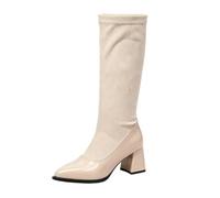 Bottes d'hiver hautes pour femme | Bottines à talon élégantes et confortables pour sorties décontractées et travail, en daim et cuir synthétique avec broderie