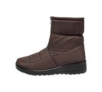Bottes d'hiver imperméables doublées pour femme - Bottes de neige à enfiler - Fermeture éclair - Chaussures de randonnée - Bout rond - Bottes compensées antidérapantes, marron, 38 EU