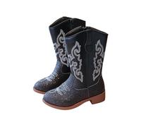 Bottes d'hiver imperméables en cuir pour filles, antidérapantes, isolées thermiques, longues bottes de princesse avec nœud papillon, bottines confortables pour enfants pour jouer à la neige, Noir , 34