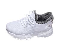 Bottes d'hiver imperméables et antidérapantes pour femme - Bottes de neige orthopédiques chaudes - Doublure chaude - Bout rond - Légères - Chaussures de randonnée confortables, blanc, 40.5 EU