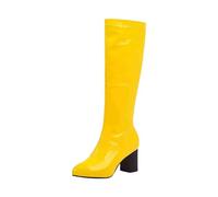 Bottes d'hiver imperméables pour femme - Talon bas - Bottes de neige vernies - Bottes de neige - Bottes à enfiler - Bottes de transition décontractées - Bottes de mariage - Bottes longues, jaune, 42