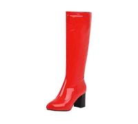 Bottes d'hiver imperméables pour femme - Talon bas - Bottes de neige vernies - Bottes de neige - Bottes à enfiler - Bottes de transition décontractées - Bottes de mariage - Bottes longues, rouge, 45