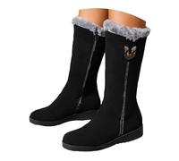 Bottes d'hiver jusqu'aux mollets, talon compensé, doublure en polaire thermique, fermeture éclair latérale, bottes chaudes pour temps froid, Noir , 37 EU