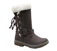 Bottes d'hiver mi-hautes avec boucle de ceinture - Bottines pour plus de confort par temps froid et style d'extérieur tendance, marron, 35 EU