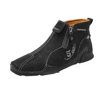 Bottes d'hiver mi-hautes pour homme 2026 2023 avec fermeture éclair en cuir - Grande taille - Fait à la main - Style décontracté, Noir , 39 1/3 EU
