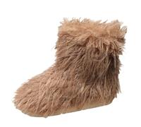 Bottes d'hiver moelleuses pour femme - Jolies bottes de neige chaudes en fourrure - Semelle plate et épaisse - Chaussures de marche à bout rond - Couleur unie - Antidérapantes - Chaussures de fête