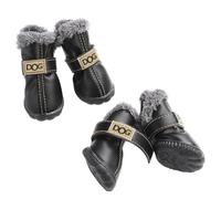 Bottes d'hiver pour Chien 4PCS - Ensemble de Petite Coupe en Cuir PU | Protecteurs Pattes avec Conception étanche, Marche Plein air, Conditions Froides, Raquettes à Neige pour Chiots | Voyage en