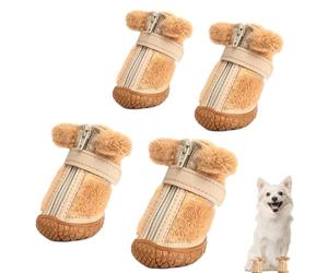 Bottes d'hiver pour chien - Chaussures pour petits animaux de compagnie | Trois mots chiens - Chaussures en caoutchouc en peluche de 72 à 130 g pour garder les pattes au chaud évitant les glissements