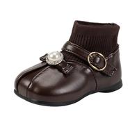 Bottes d'hiver pour enfant taille 32 Bottes courtes Little Girl Flying Woven Princesse Boots Baby Toddler Shoes Soft Sole Two Cotton Small Leather Boots Warm Boots Neige Boots Enfants 35, marron, 25