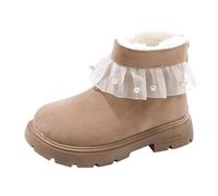 Bottes d'hiver pour enfants 36 petites filles Mode Pearl Princesse Bottes Middle et Large Enfants Plus Velvet Back Zipper Chaud Enfants Coton Chaussures Bottes de Neige Enfants 31, kaki, 26 EU