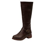 Bottes d'hiver pour femme avec fermeture éclair et bout rond pour plus de confort - Bottes d'hiver avec talon bloc pour femme - Bottes en caoutchouc avec semelle antidérapante - Bottines élégantes