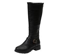 Bottes d'hiver pour femme avec fermeture éclair et bout rond pour plus de confort - Bottes d'hiver avec talon bloc pour femme - Bottes en caoutchouc avec semelle antidérapante - Bottines élégantes
