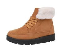 Bottes d'hiver pour femme avec isolation en coton épais en polaire, semelles épaisses et design haut en latex plat, kaki, 36 EU