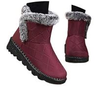 Bottes d'hiver pour femme avec semelle neige - Semelle chaude et douce - Bottines hautes pour activités de plein air, vie quotidienne, rouge, 38 EU