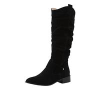 Bottes d'hiver pour femme avec talon - Bottines pour femme - En daim - Bottes hautes - Bottes longues à enfiler - Antidérapantes - Couleur unie - Élégantes bottes de cowboy, Noir , 39 EU