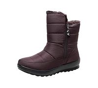 Bottes d'hiver pour femme avec talon - Longueur genou - Imperméables - Bottes chaudes avec fond plat - Antidérapantes - En velours - Bottes de neige pour femme - Doublées - Talon étanche, Marron 4