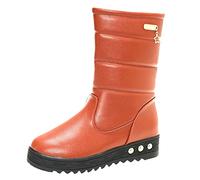 Bottes d'hiver pour femme avec talon - Longueur genou - Imperméables - Bottes chaudes avec fond plat - Antidérapantes - En velours - Bottes de neige pour femme - Doublées - Talon étanche, Café 3., 40