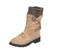 Bottes d'hiver pour femme avec talon moyen, bottes de neige imperméables à lacets avec doublure chaude, bottes de neige de style rétro pour la saison de neige, kaki, 42 EU