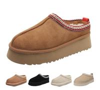 Bottes d'hiver pour femme - Bottes de neige à plateforme doublées de fourrure - Bottes courtes à enfiler, B-marron, 6.5 Wide