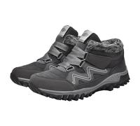 Bottes d'hiver pour femme - Bottes de neige chaudes doublées de fourrure - Pour trekking, camping, voyage, randonnée, cyclisme, marche - Coupe large - Sangle réglable - Bottines orthopédiques, gris