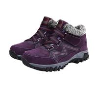 Bottes d'hiver pour femme - Bottes de neige chaudes doublées de fourrure - Pour trekking, camping, voyage, randonnée, cyclisme, marche - Coupe large - Sangle réglable - Bottines orthopédiques, violet